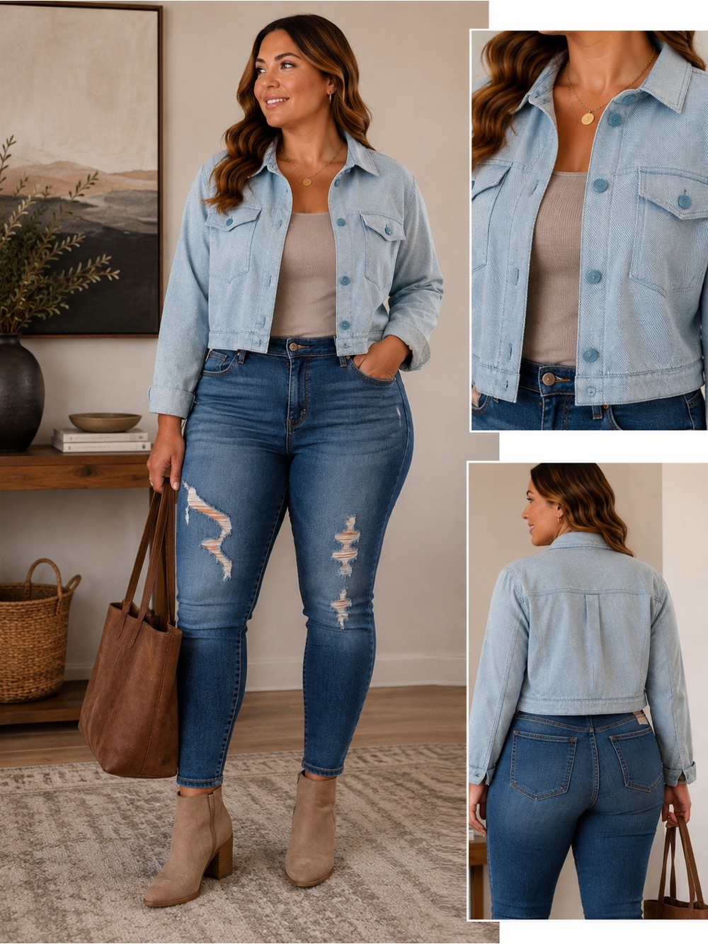 Lane Bryant Light Blue Cropped Denim Jacket